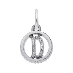 Sterling Silver Initial D Small Open Disc Flat Charm