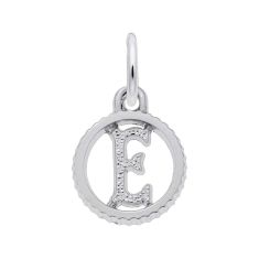 Sterling Silver Initial E Small Open Disc Flat Charm