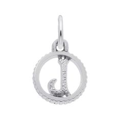 Sterling Silver Initial J Small Open Disc Flat Charm