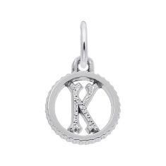 Sterling Silver Initial K Small Open Disc Flat Charm