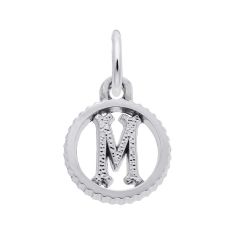 Sterling Silver Initial M Small Open Disc Flat Charm