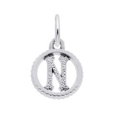 Sterling Silver Initial N Small Open Disc Flat Charm