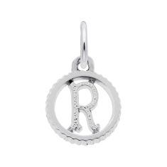 Sterling Silver Initial R Small Open Disc Flat Charm