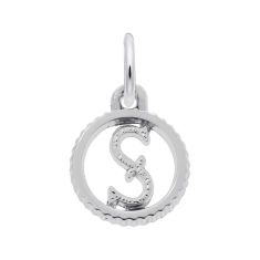 Sterling Silver Initial S Small Open Disc Flat Charm