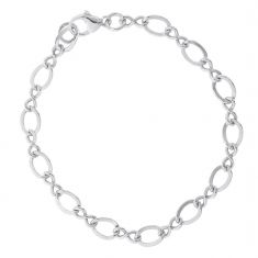 Sterling Silver Large Figure Eight Link Classic Charm Bracelet, 7 Inches