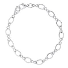 Sterling Silver Large Figure Eight Link Classic Charm Bracelet, 7 Inches