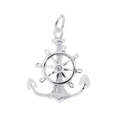 Sterling Silver Large Mariners Anchor and Wheel 3D Charm