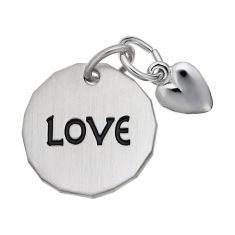 Sterling Silver Love Tag with Heart Flat Charm