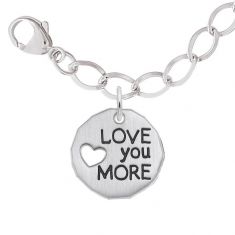 Sterling Silver Love You More Flat Charm and Bracelet Set