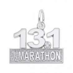 Sterling Silver Marathon 13.1 with White Spinel Flat Charm