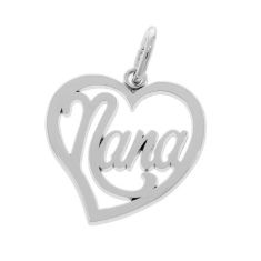 Sterling Silver Nana Heart Flat Charm