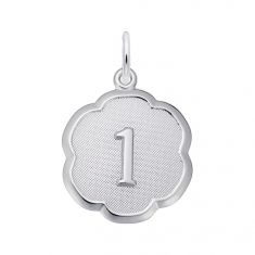 Sterling Silver Number One Scalloped Disc Flat Charm