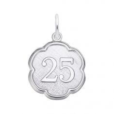 image of Sterling Silver Number Twenty Five Scalloped Disc Flat Charm with sku:10133501000