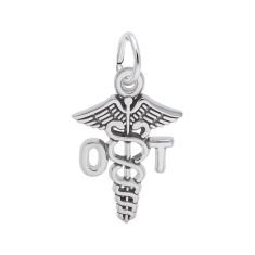 Sterling Silver Occupational Therapist Caduceus Flat Charm