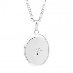 Sterling Silver Oval and Diamond Locket