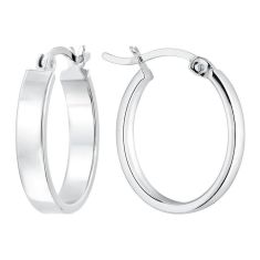 Sterling Silver Oval Polished Hoop Earrings