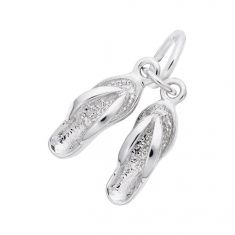 image of Sterling Silver Pair of Flip Flops 3D Charm with sku:10079701000