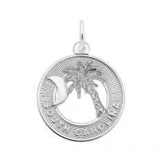 image of Sterling Silver Palmetto Crescent Moon Flat Charm with sku:10391401000
