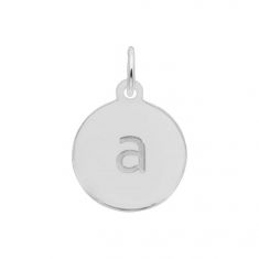 Sterling Silver Petite Block Initial Disc Flat Charm - Lowercase Letter a