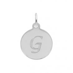 Sterling Silver Petite Script Initial Disc Flat Charm - Letter G