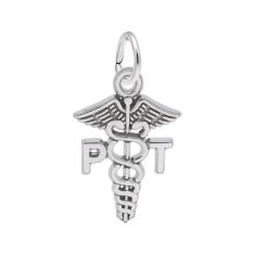 Sterling Silver Physical Therapist Caduceus Flat Charm