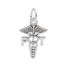 image of Sterling Silver Physical Therapist Caduceus Flat Charm with sku:10654601000