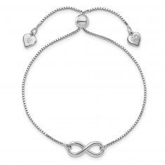 Sterling Silver Polished Infinity Symbol Bolo Bracelet | 7mm