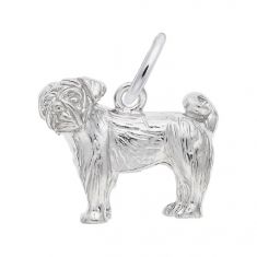 image of Sterling Silver Pug Dog 3D Charm with sku:10349001000