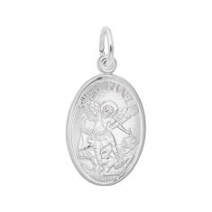 image of Sterling Silver Saint Michael Flat Charm with sku:10338801000