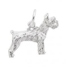 Sterling Silver Schnauzer Dog 3D Charm