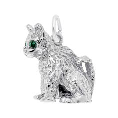 Sterling Silver Sitting Cat 3D Charm