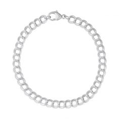 Sterling Silver Small Double Link Dapped Curb Classic Charm Bracelet