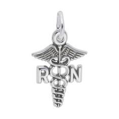 Sterling Silver Small RN Caduceus Flat Charm