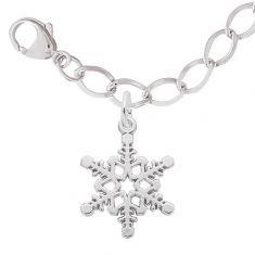 Sterling Silver Snowflake Flat Charm and Bracelet Set