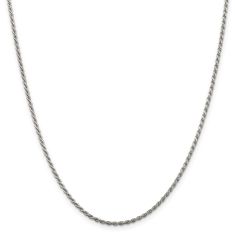 Sterling Silver Solid Diamond-Cut Rope Chain Necklace | 1.85mm