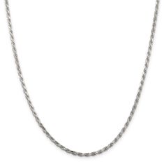 Sterling Silver Solid Diamond-Cut Rope Chain Necklace | 2.5mm