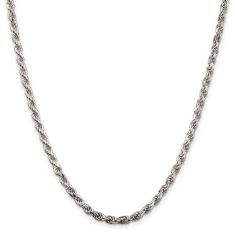 Sterling Silver Solid Diamond-Cut Rope Chain Necklace | 3.5mm | 24 Inches