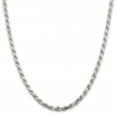 Sterling Silver Solid Diamond-Cut Rope Chain Necklace | 5.75mm