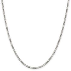 Sterling Silver Solid Figaro Chain Necklace | 2.85mm | 24 Inches