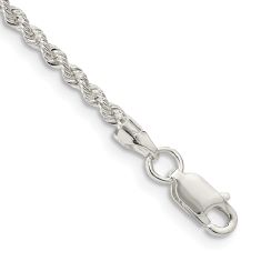 Sterling Silver Solid Rope Chain Bracelet | 2.3mm | 8 Inches