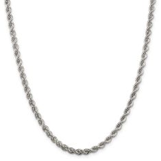 Sterling Silver Solid Rope Chain Necklace | 4.3mm | 24 Inches