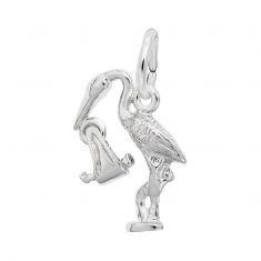 Sterling Silver Stork and Baby 3D Charm