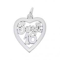 Sterling Silver Sweet 16 Open Heart 3D Charm