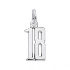 Sterling Silver That's My Number 18 Flat Charm