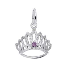 Sterling Silver Tiara with June Stone 3D Charm