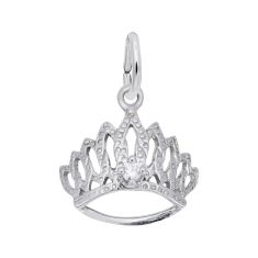 Sterling Silver Tiara with April Stone 3D Charm