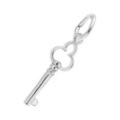 Sterling Silver Small Antique Trefoil Key 3D Charm