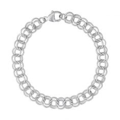 Sterling Silver Twisted Cable Double Link Classic Charm Bracelet, 7 Inches