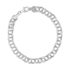 Sterling Silver Twisted Triple Link Curb Classic Charm Bracelet