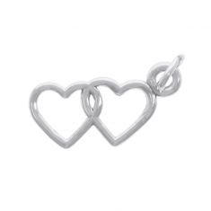 Sterling Silver Two Hearts Entwined Flat Charm